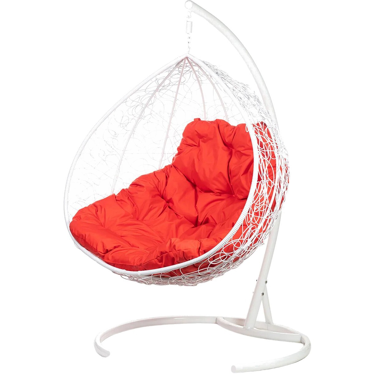 Двойное подвесное кресло "Gemini" promo white Красная подушка
