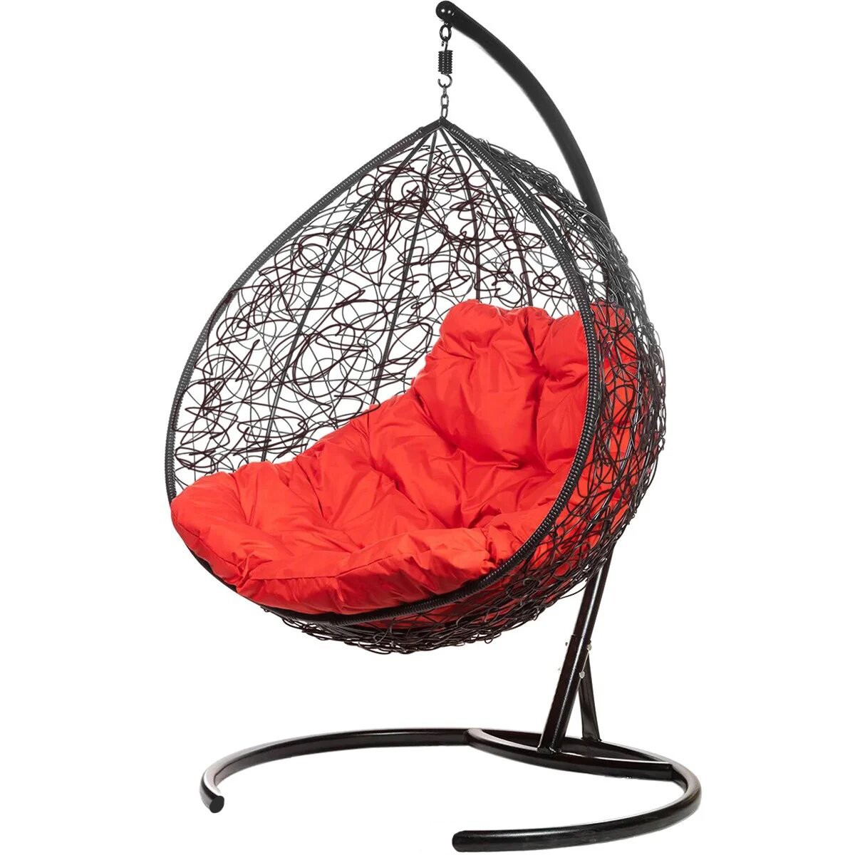 Двойное подвесное кресло "Gemini" promo black Красная подушка