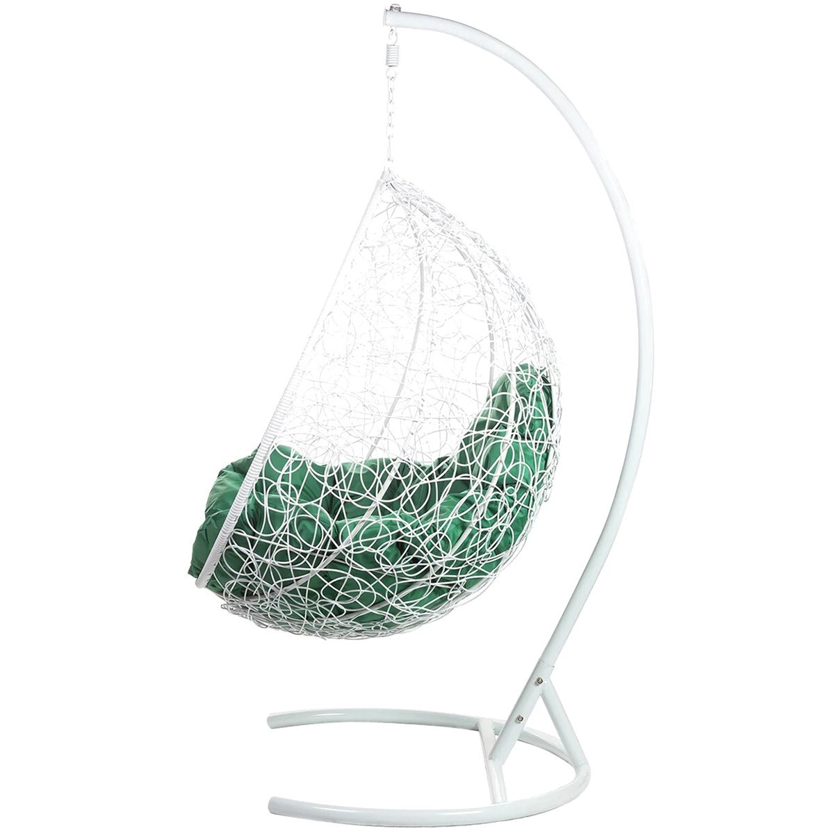 Подвесное кресло в виде капли "Tropica White" Зеленая подушка