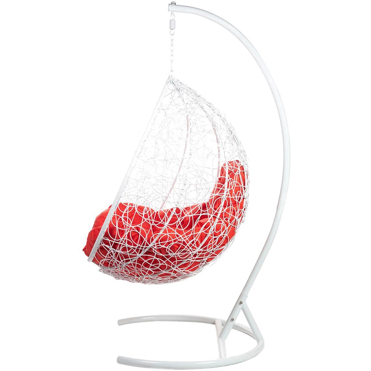 Подвесное кресло в виде капли "Tropica White" Красная подушка