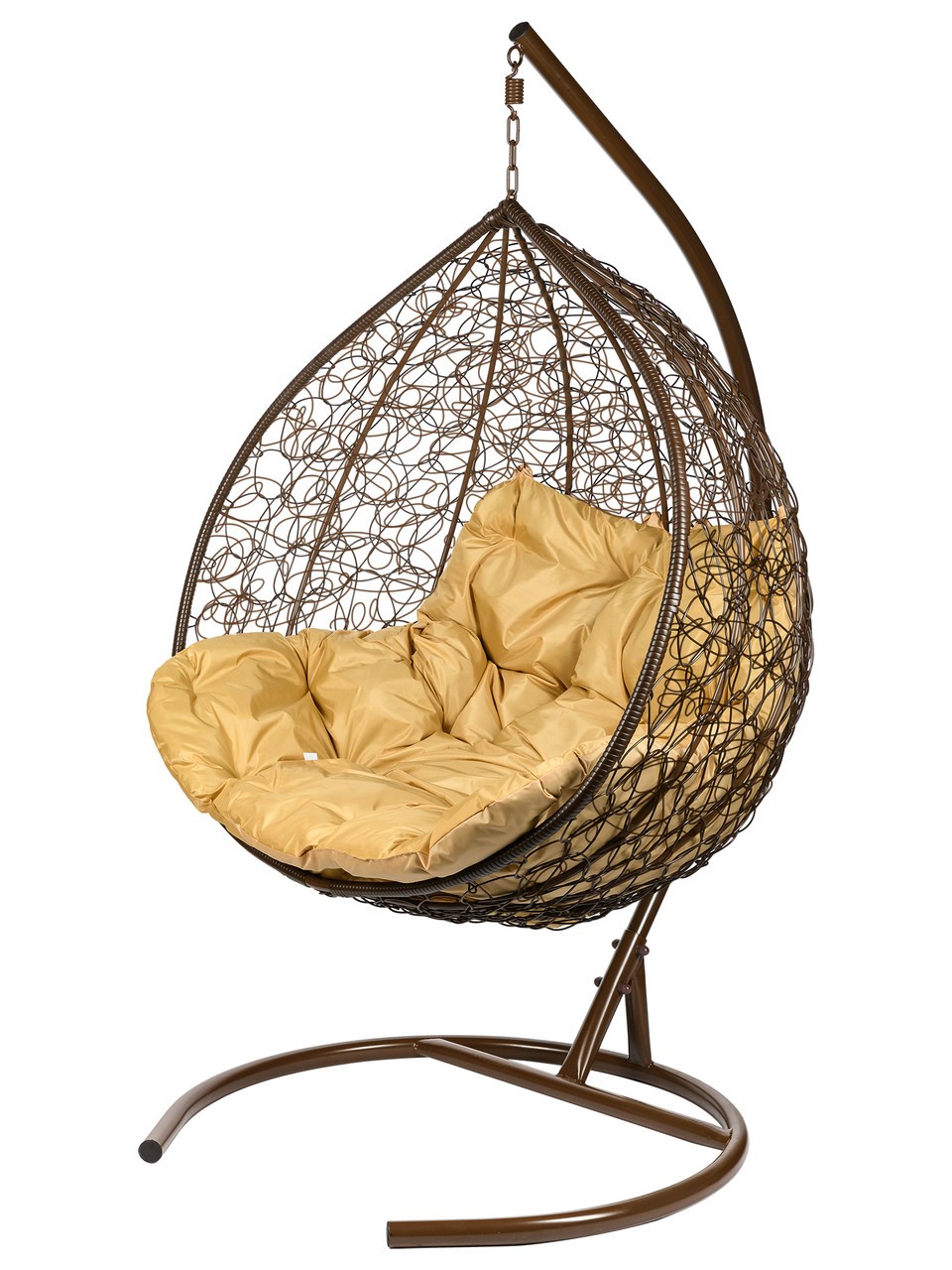 Двойное подвесное кресло "Gemini" promo brown бежевая подушка