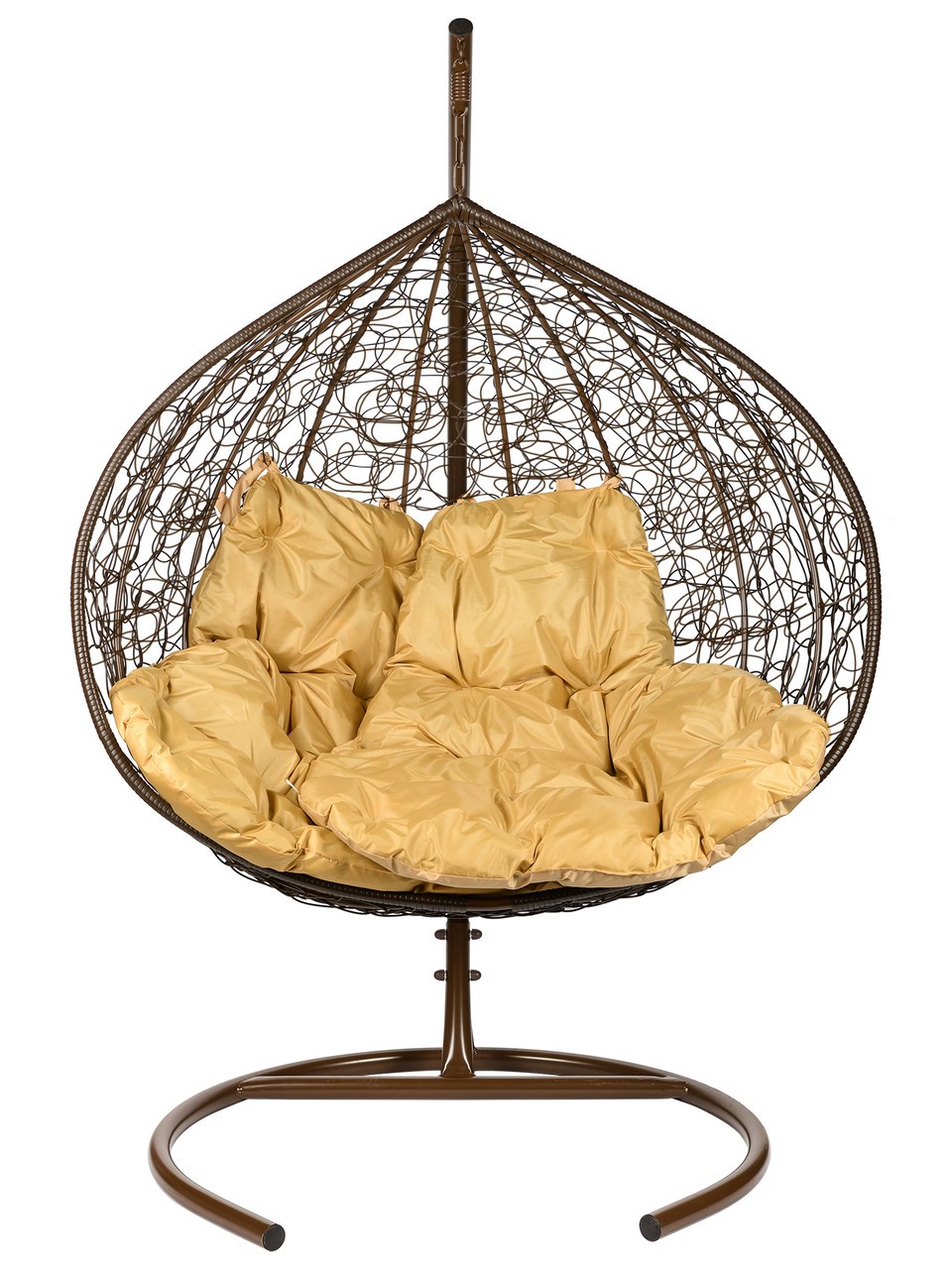 Двойное подвесное кресло "Gemini" promo brown бежевая подушка