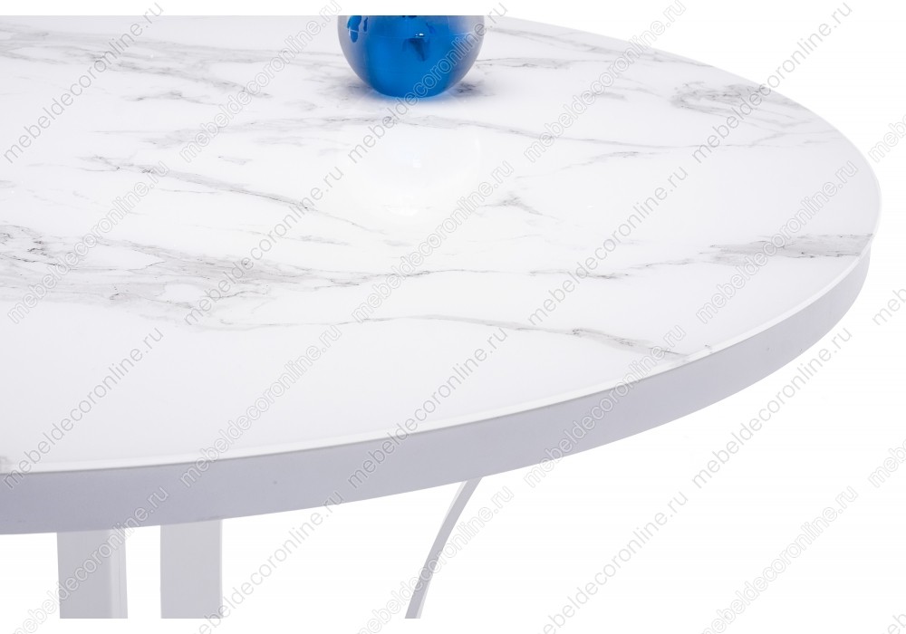Стеклянный стол белый мрамор 110*75