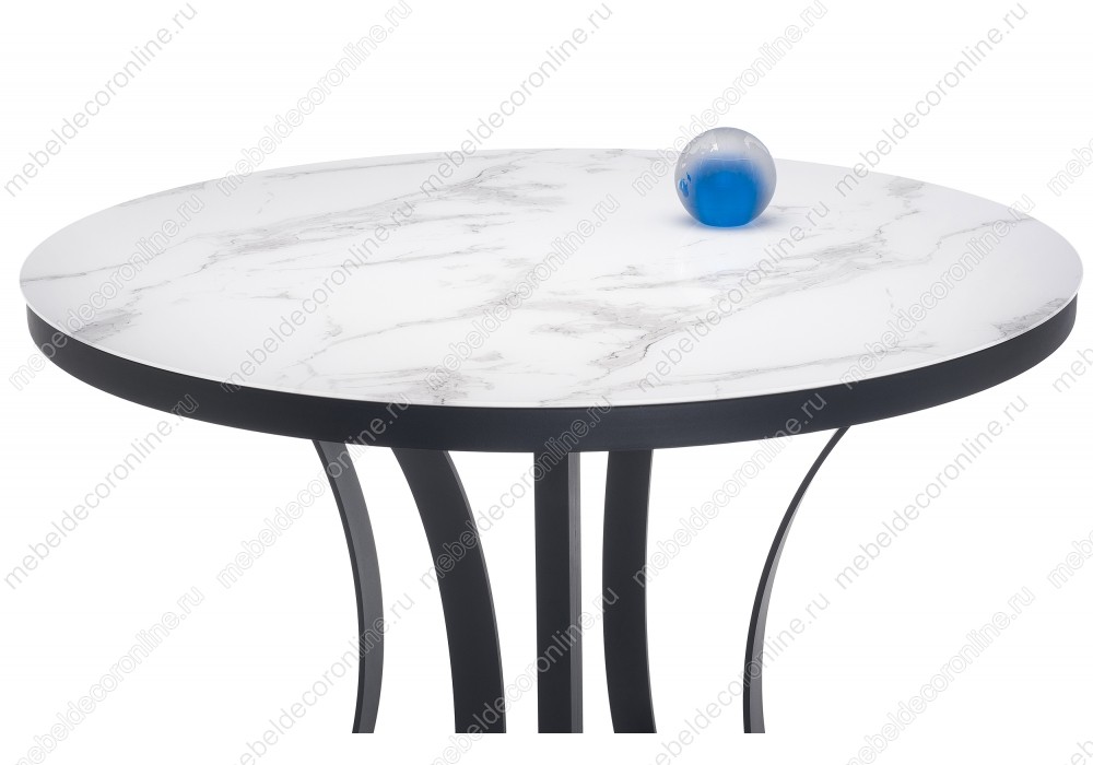 Стеклянный стол белый мрамор / графит 110*75