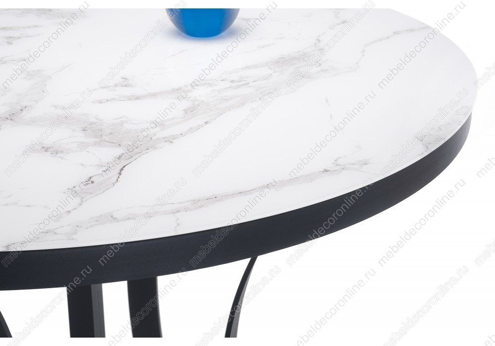 Стеклянный стол белый мрамор / графит 110*75
