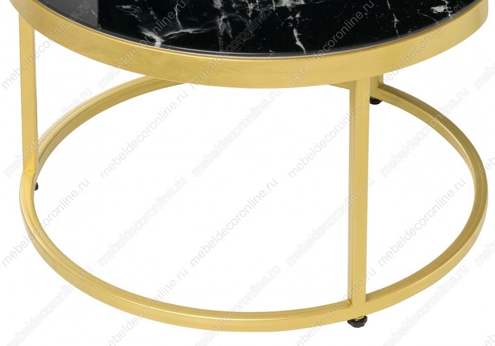 Стол журнальный золото/черный мрамор стекло (комплект из 2х)