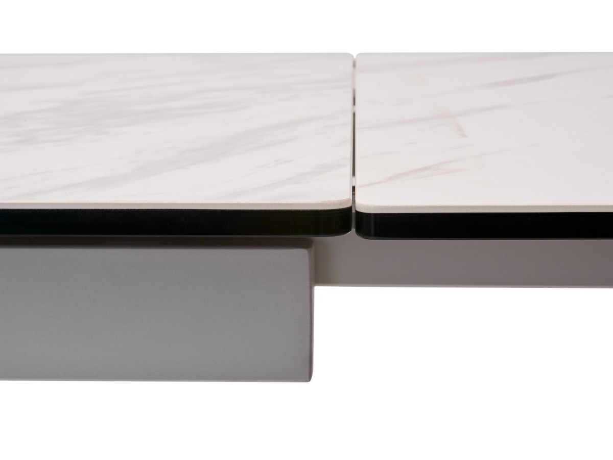 Стол BELLUNO 160 MARBLES KL-99 Белый мрамор матовый, итальянская керамика/ белый каркас