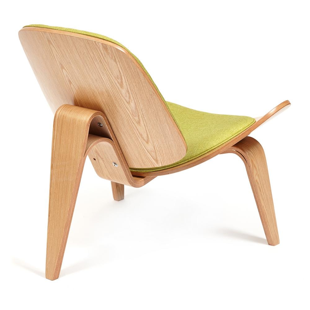 Кресло SHELL дерево / ткань, 92х83х84 см, натуральный/зеленый