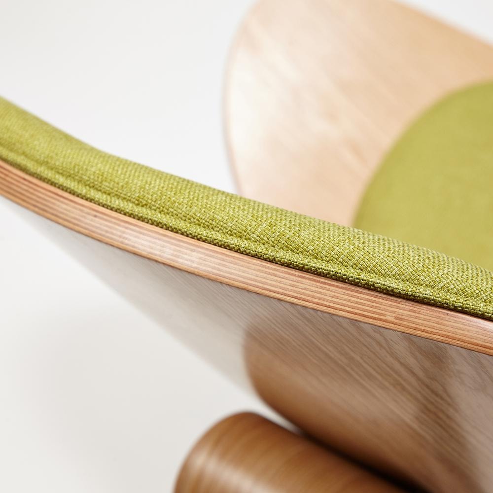 Кресло SHELL дерево / ткань, 92х83х84 см, натуральный/зеленый