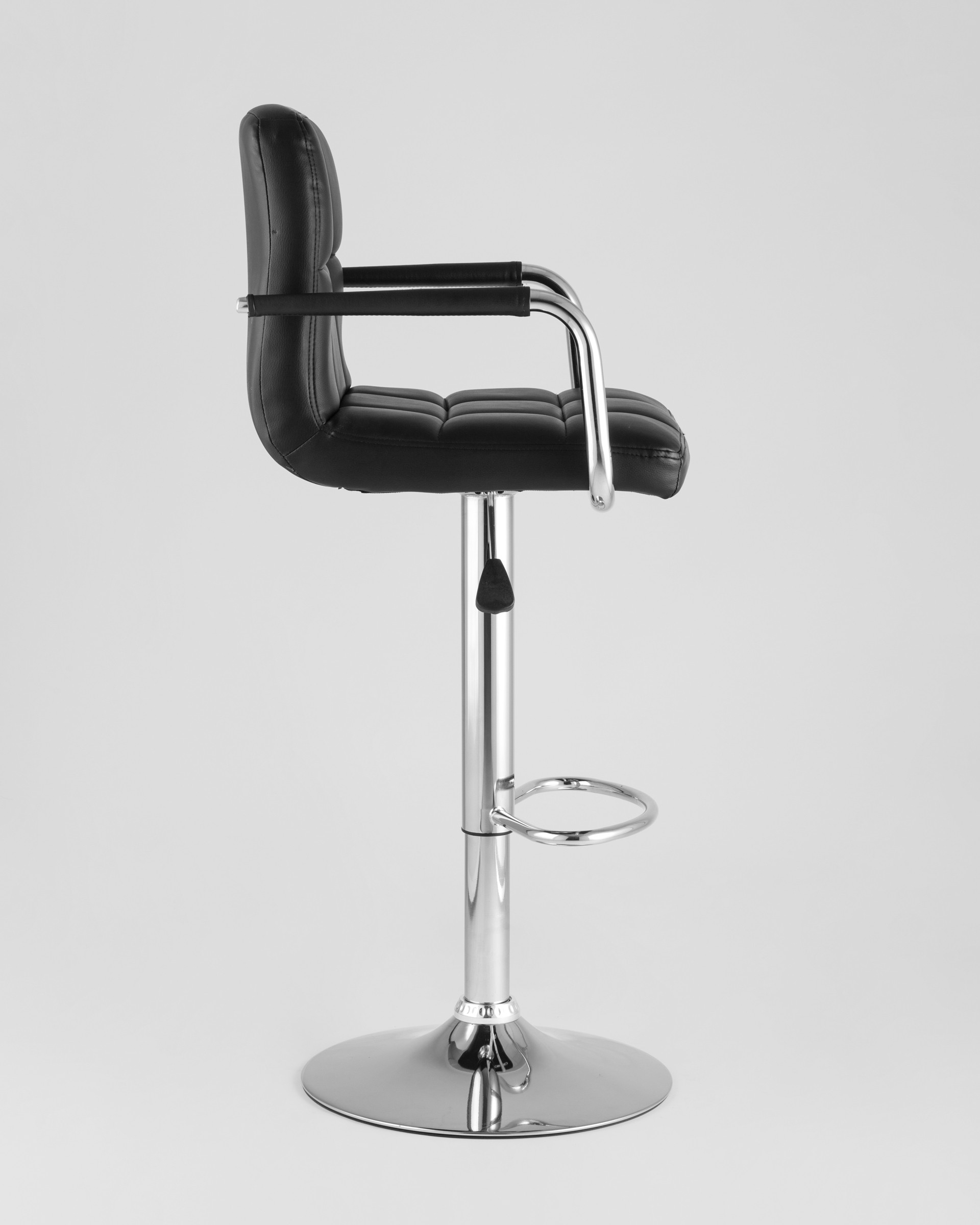 Барный стул Малави черный, газ-лифт, обивка из искусственной кожи
