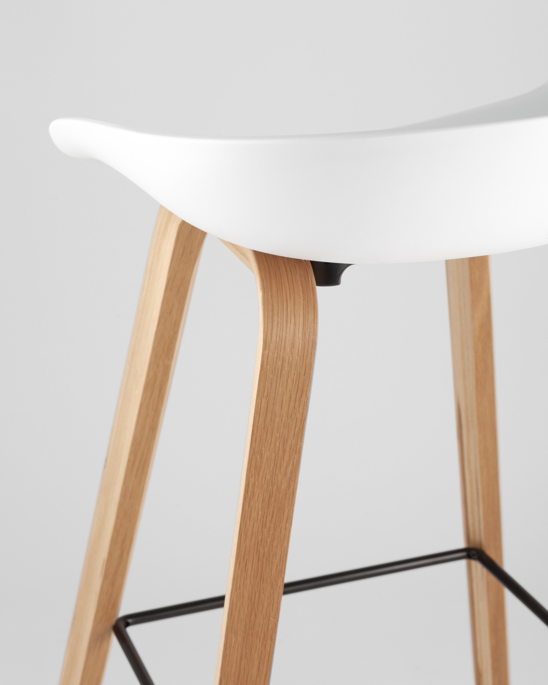 Барный стул Libra БЕЛЫЙ, белый пластик, ножки оттенка естественного дерева