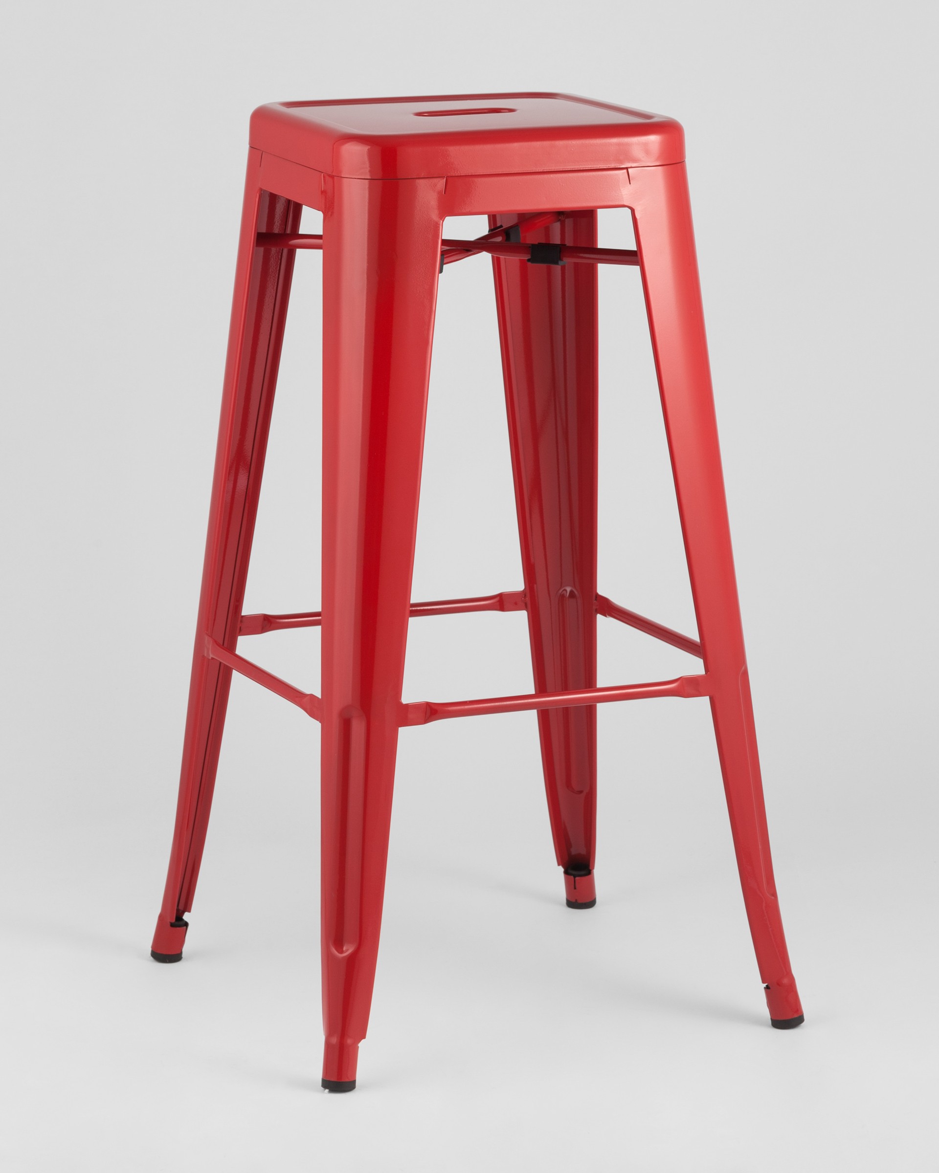 Стул барный Tolix красный глянцевый, широкое удобное сиденье, металлические ножки