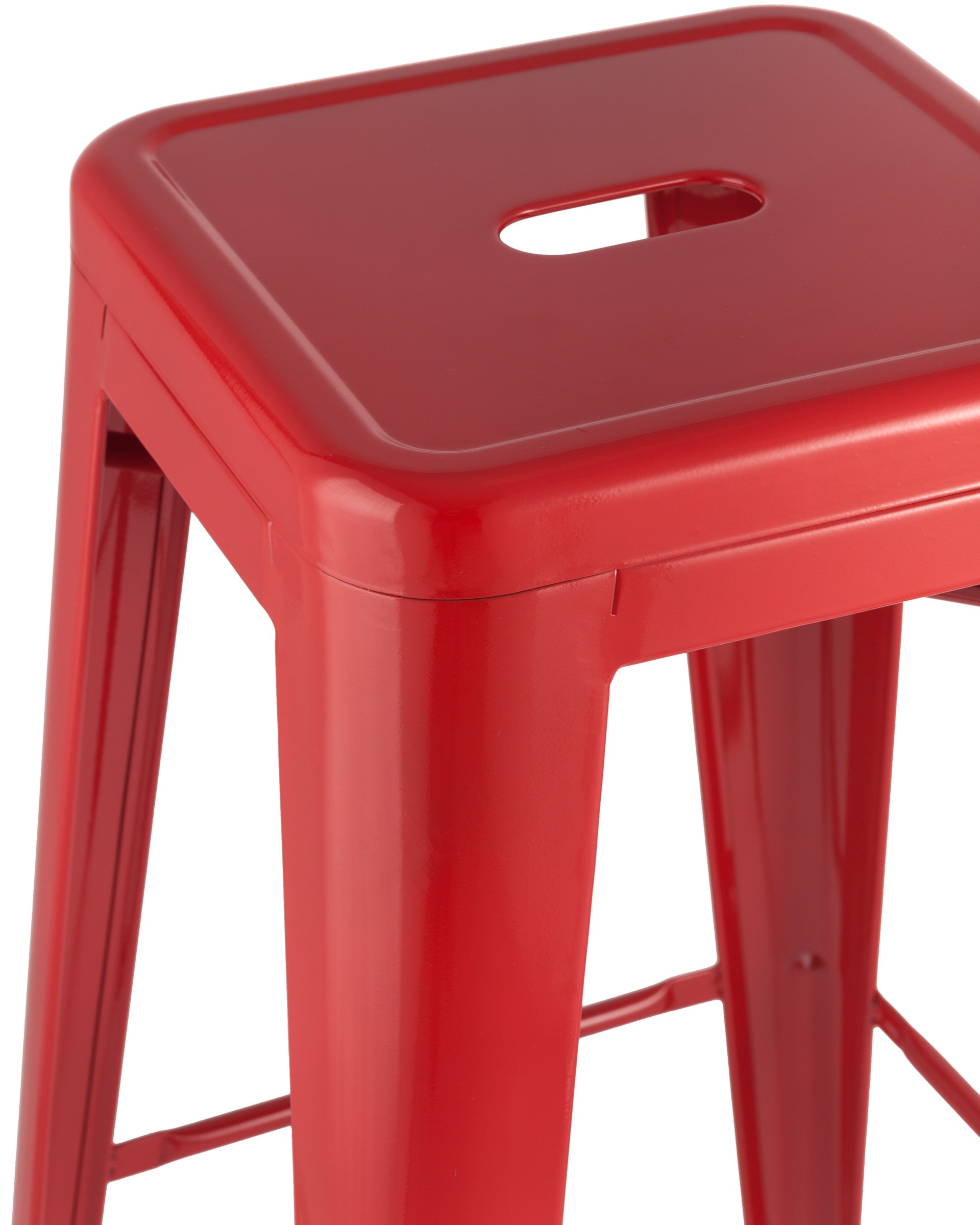 Стул барный Tolix красный глянцевый, широкое удобное сиденье, металлические ножки