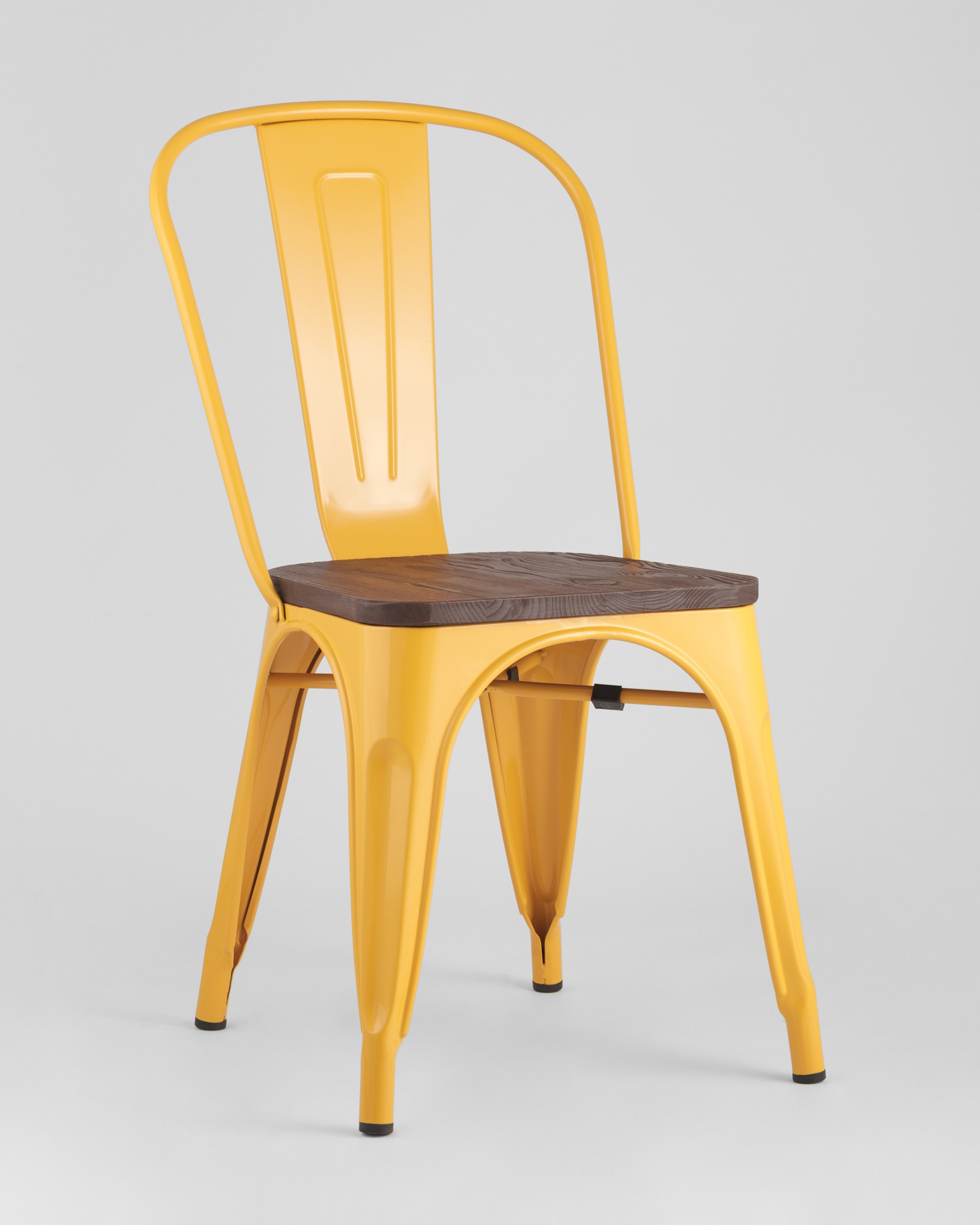 Стул Tolix Wood желтый сиденье деревянное