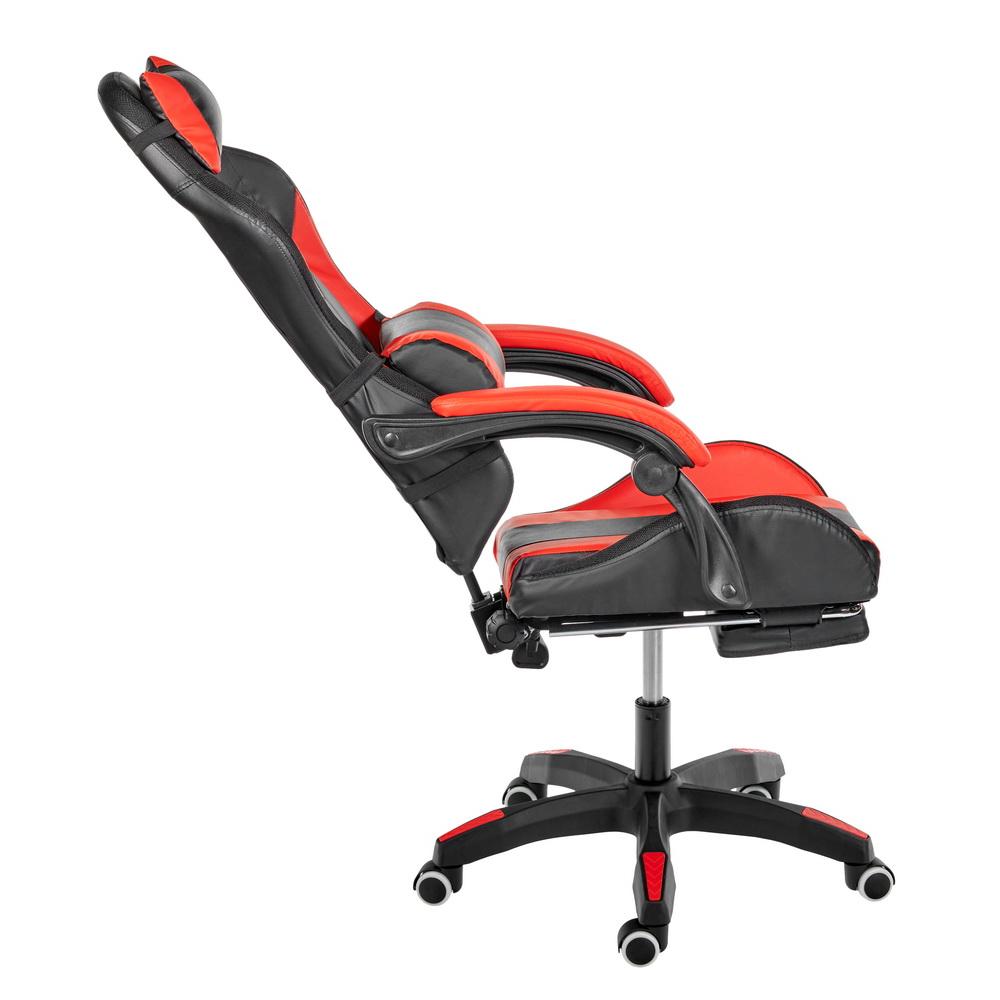 Игровое кресло Alfa Pro Vision с подножкой и RGB LED подсветкой, чёрный красный