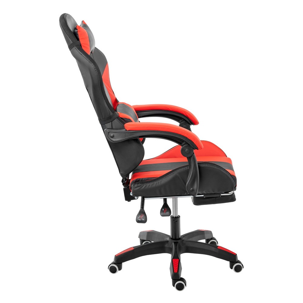 Игровое кресло Alfa Pro Vision с подножкой и RGB LED подсветкой, чёрный красный