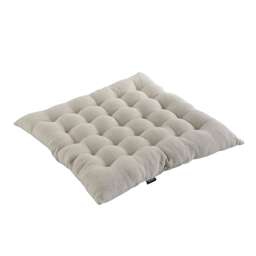 Подушка стеганая на стул из умягченного льна бежевого цвета essential, 40х40 см