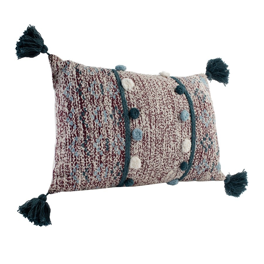 Подушка декоративная с помпонами и кисточками ethnic, 40х60 см