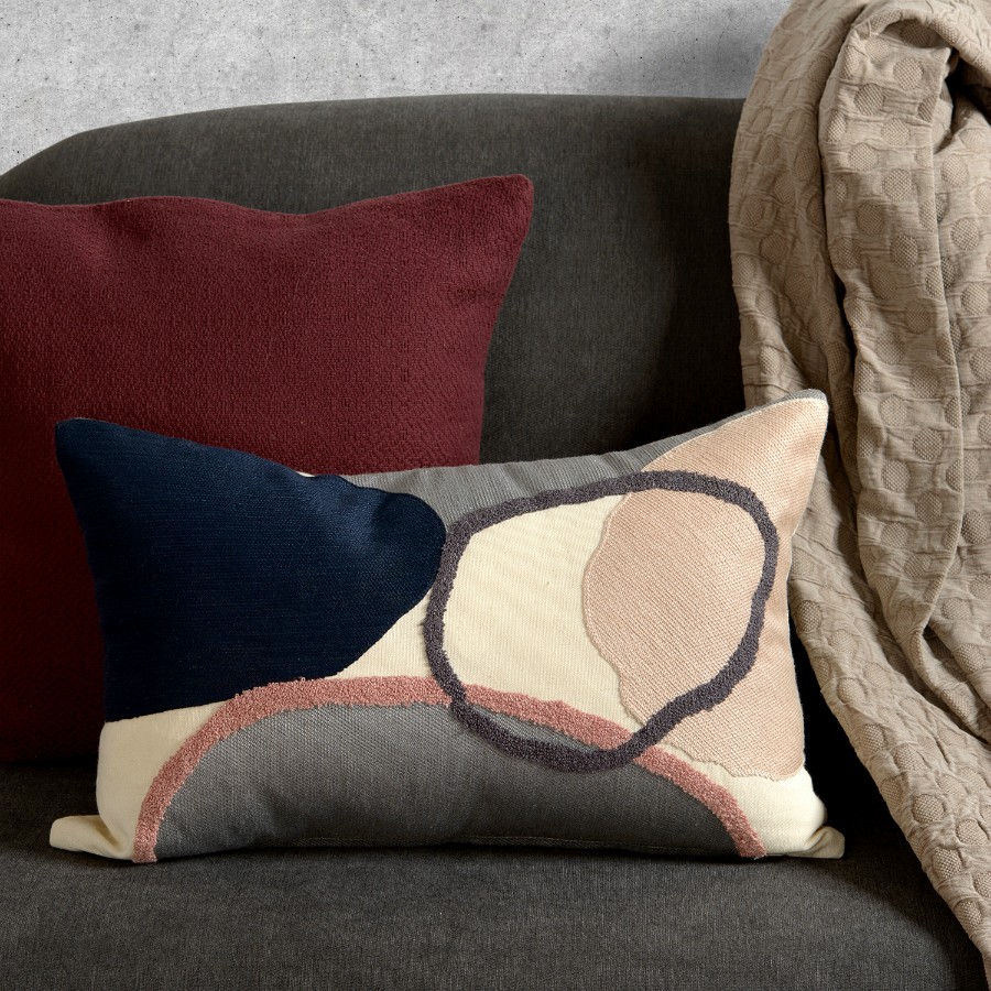 Подушка декоративная из хлопка фактурного плетения бордового цвета из коллекции essential, 45х45 см