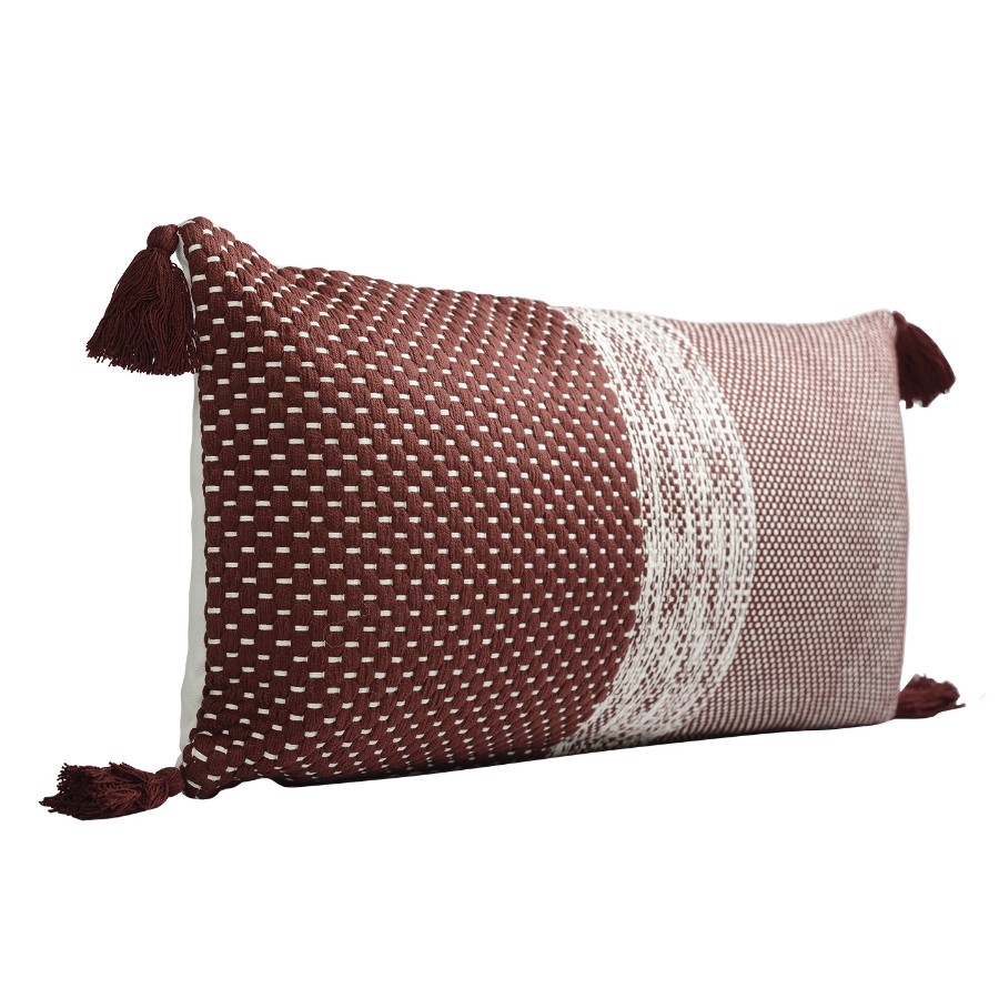 Подушка декоративная бордового цвета крупной вязки из коллекции ethnic, 30х60 см