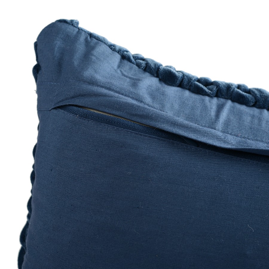 Подушка декоративная стеганая из хлопкового бархата темно-синего цвета из коллекции essential, 45х45