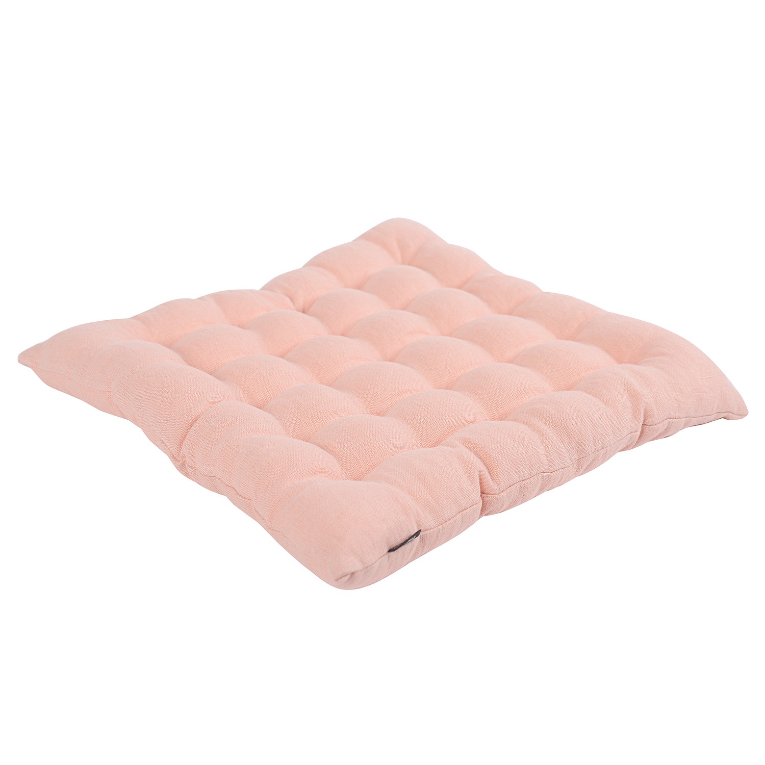 Подушка стеганая на стул из умягченного льна розово-пудрового цвета из коллекции essential, 40х40 см