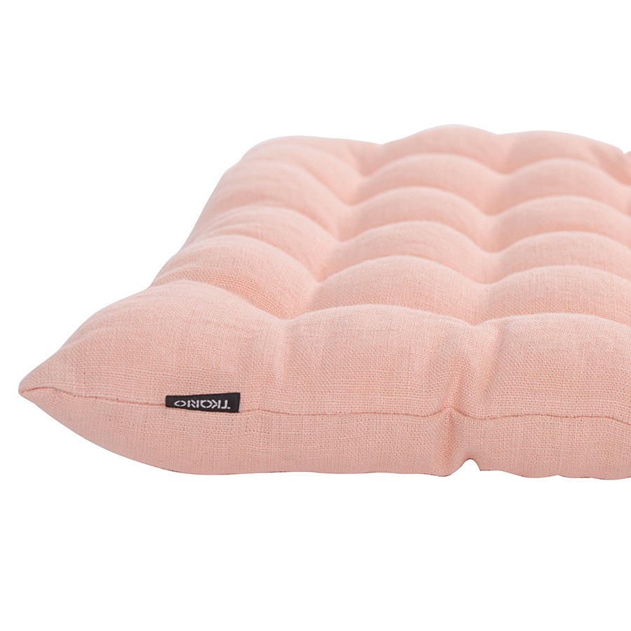 Подушка стеганая на стул из умягченного льна розово-пудрового цвета из коллекции essential, 40х40 см