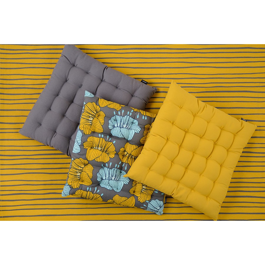 Подушка на стул из хлопка горчичного цвета из коллекции prairie, 40х40 см