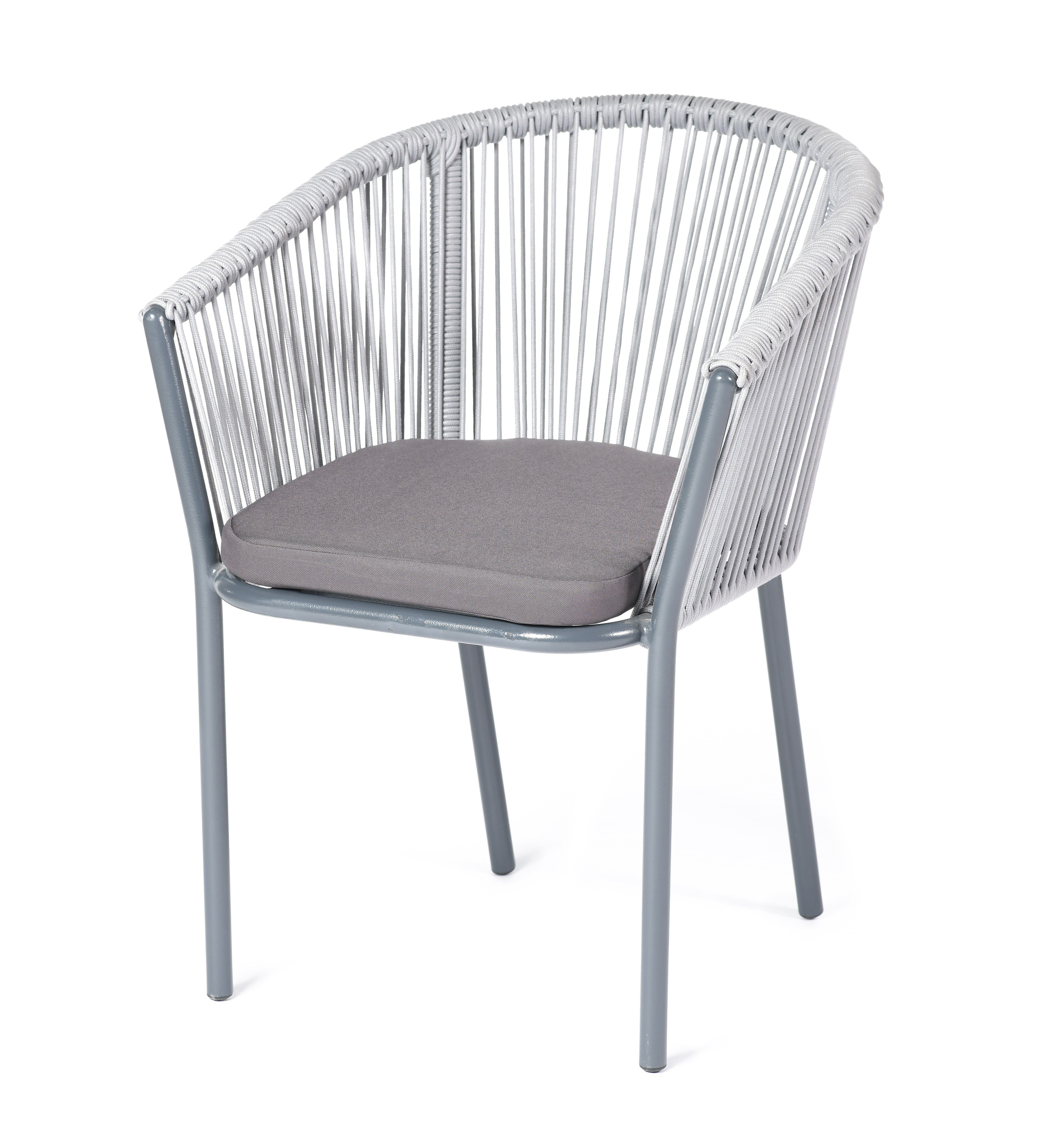 Плетеный стул из роупа, цвет светло-серый "Марсель"