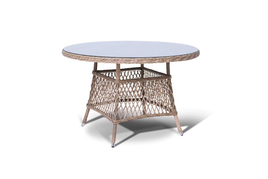 Плетеный круглый стол из искусственного ротанга, цвет соломенный "Эспрессо"