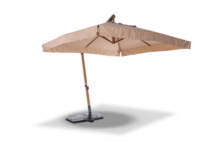 Зонт уличный 3х3м на алюминиевой опоре, цвет под дерево "Корсика"
