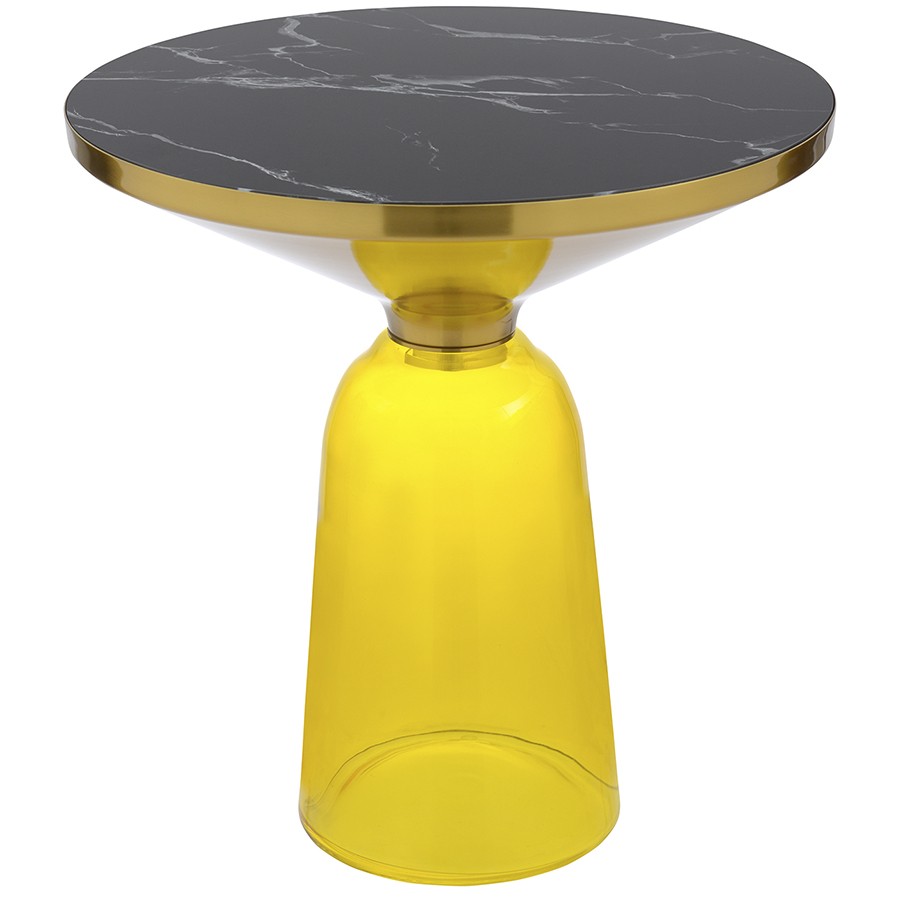 Столик кофейный Odd, Ø50 см, мрамор/желтый