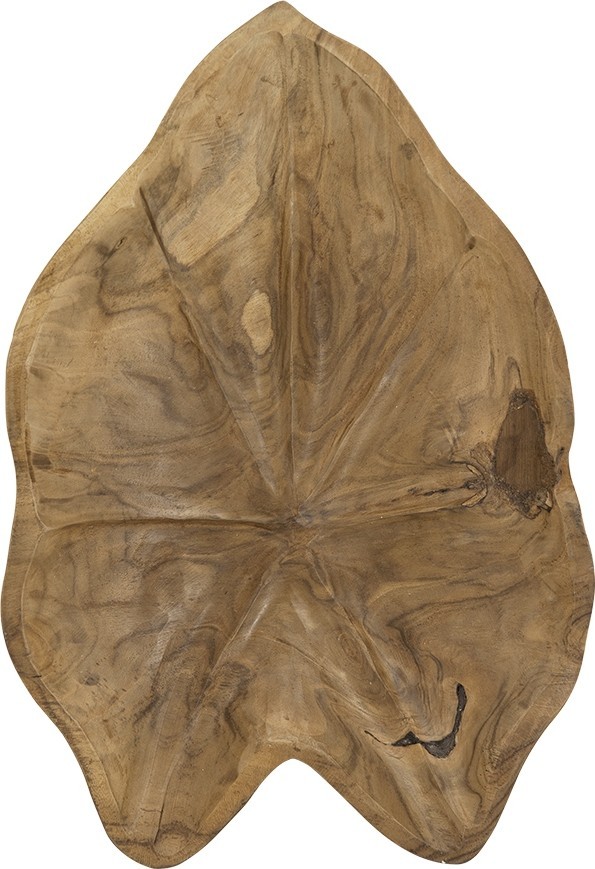 Блюдо в форме листа из тикового дерева 40х28х6см