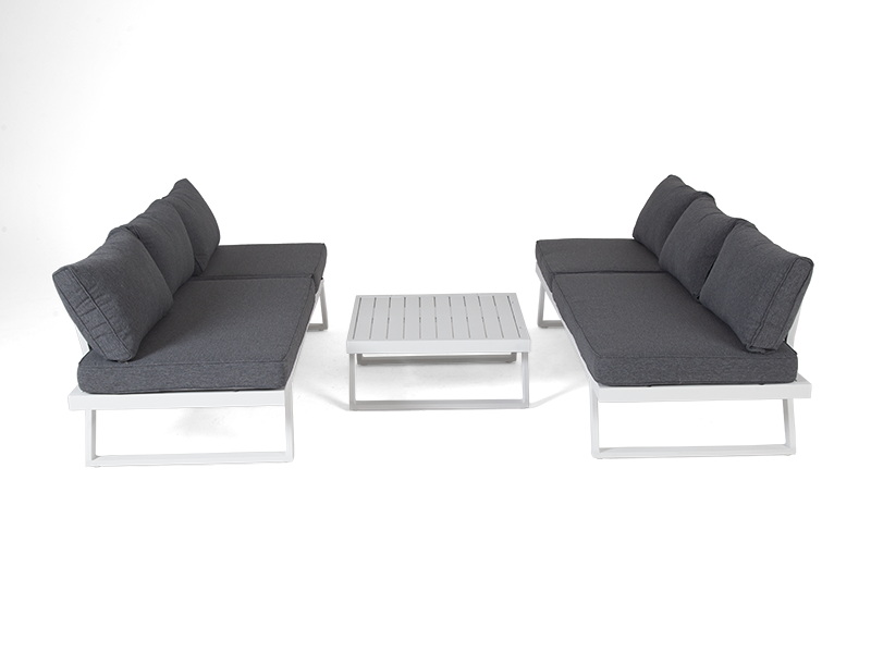 Комплект-трансформер садовой мебели из алюминия (угловой диван, столик) с подушками Альпы