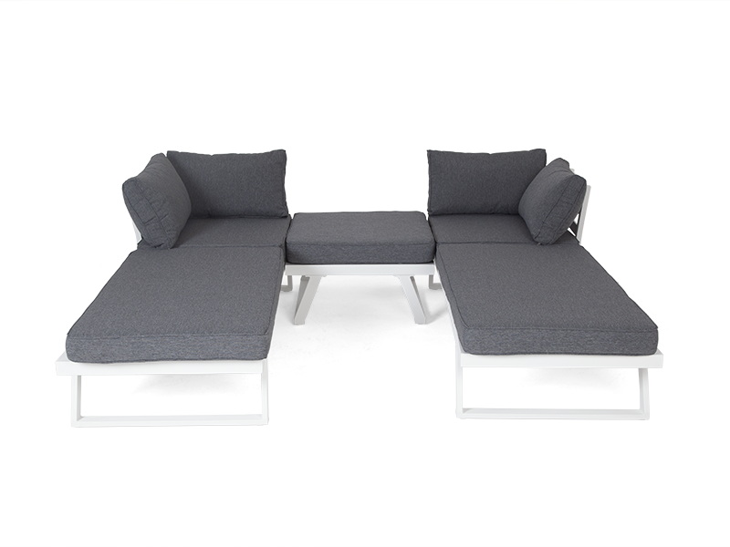 Комплект-трансформер садовой мебели из алюминия (угловой диван, столик) с подушками Альпы