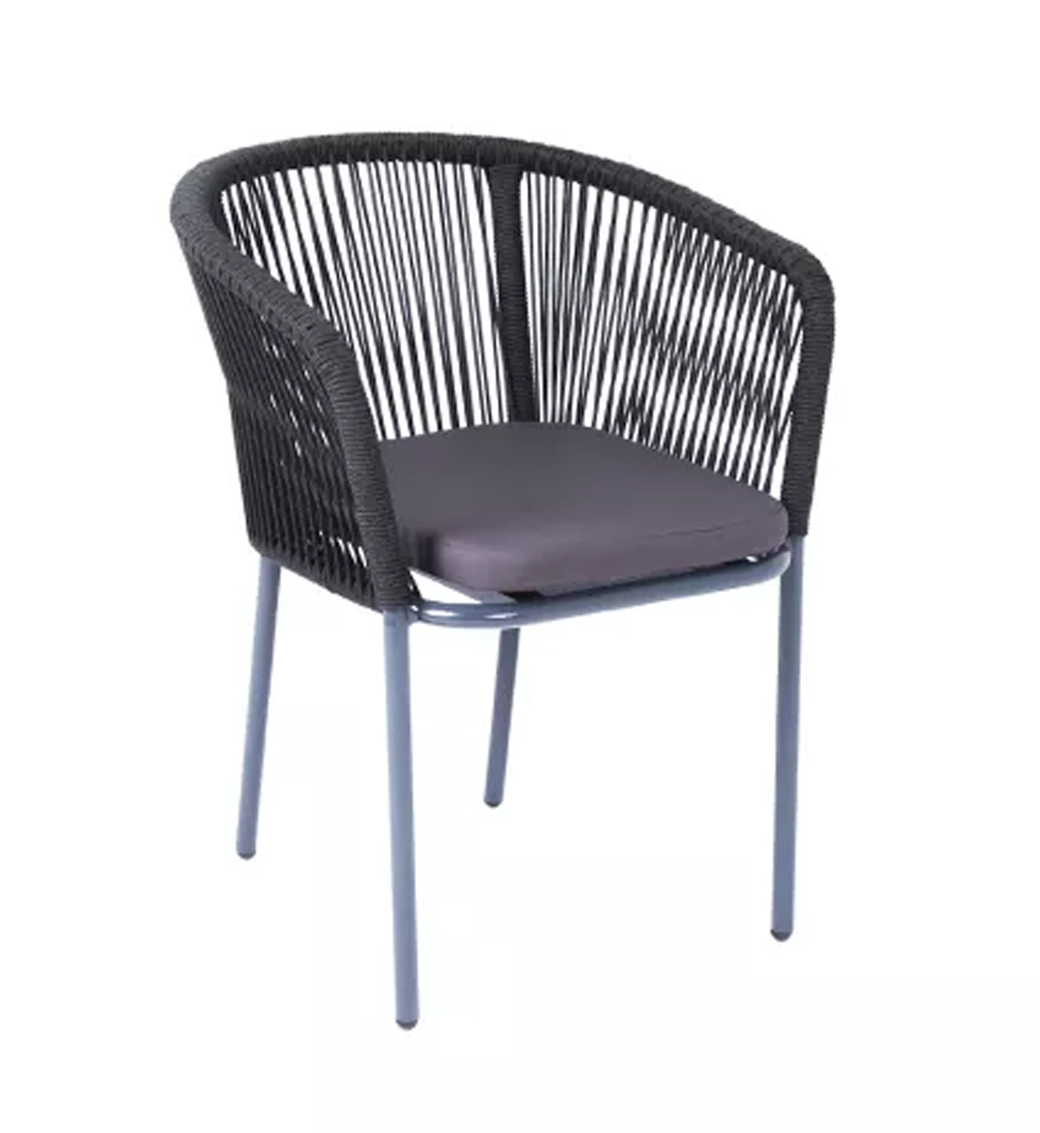 Плетеный стул из роупа (веревки) Марсель, каркас темно-серый, цвет темно-серый