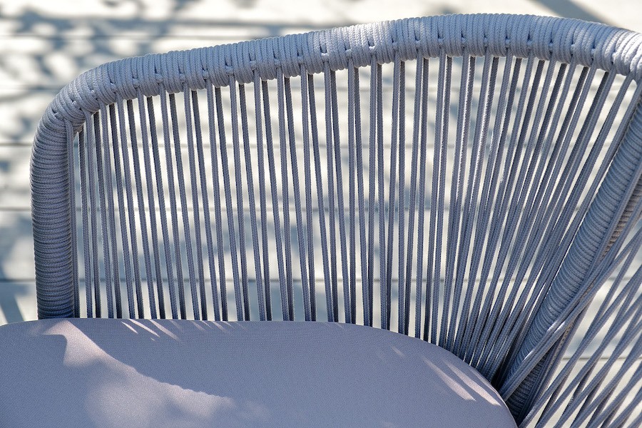 Плетеный стул из роупа (веревки) Марсель , каркас белый, цвет светло-серый
