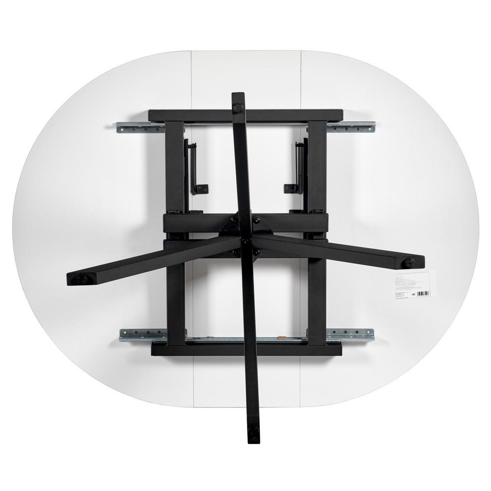 Стол Rudolf круглый раскладной 100-130x100x75см, белый мрамор, чёрный