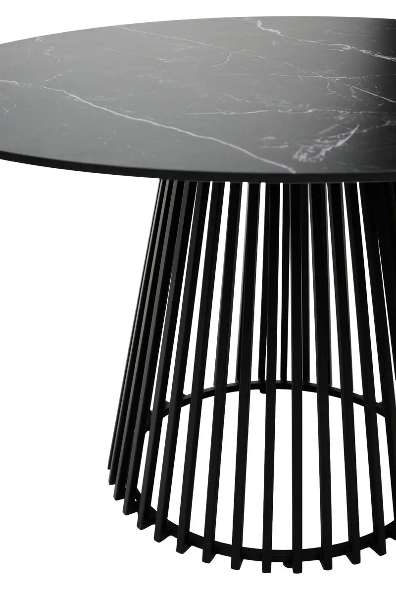 Стол TERNI 120 MATT BLACK MARBLE SINTERED STONE Черный мрамор матовый, керамика/Черный каркас