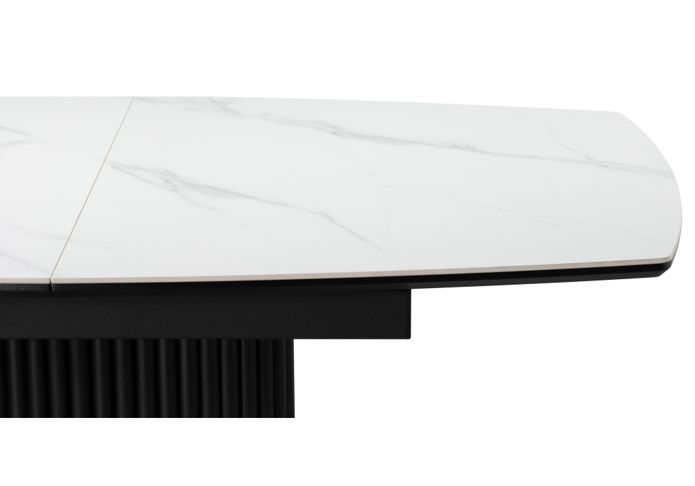 Стол Фестер 160(205)х90х76 белый мрамор / черный