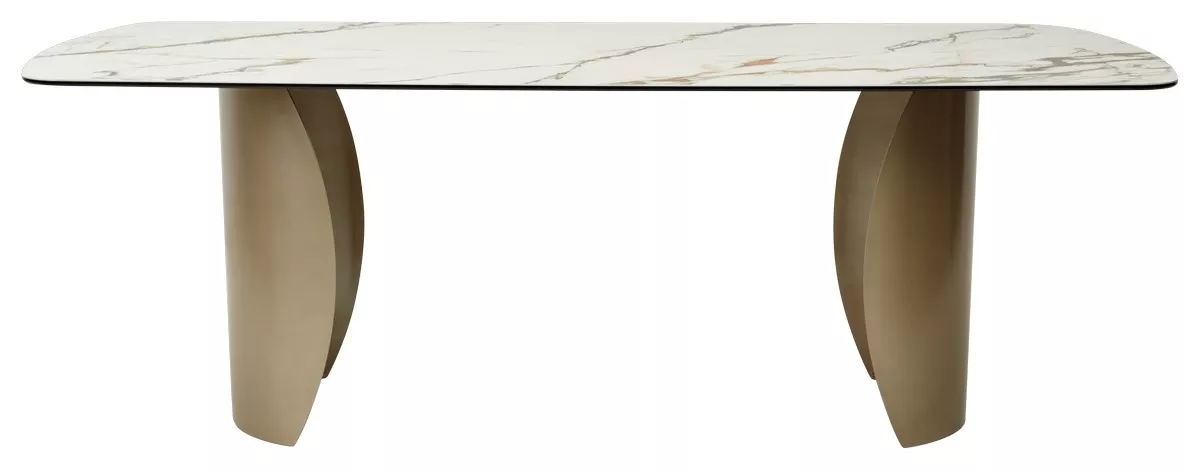 Стол BRONTE 200 раскладной KL-188 Контрастный мрамор матовый, итальянская керамика/ Шампань (200-300см)