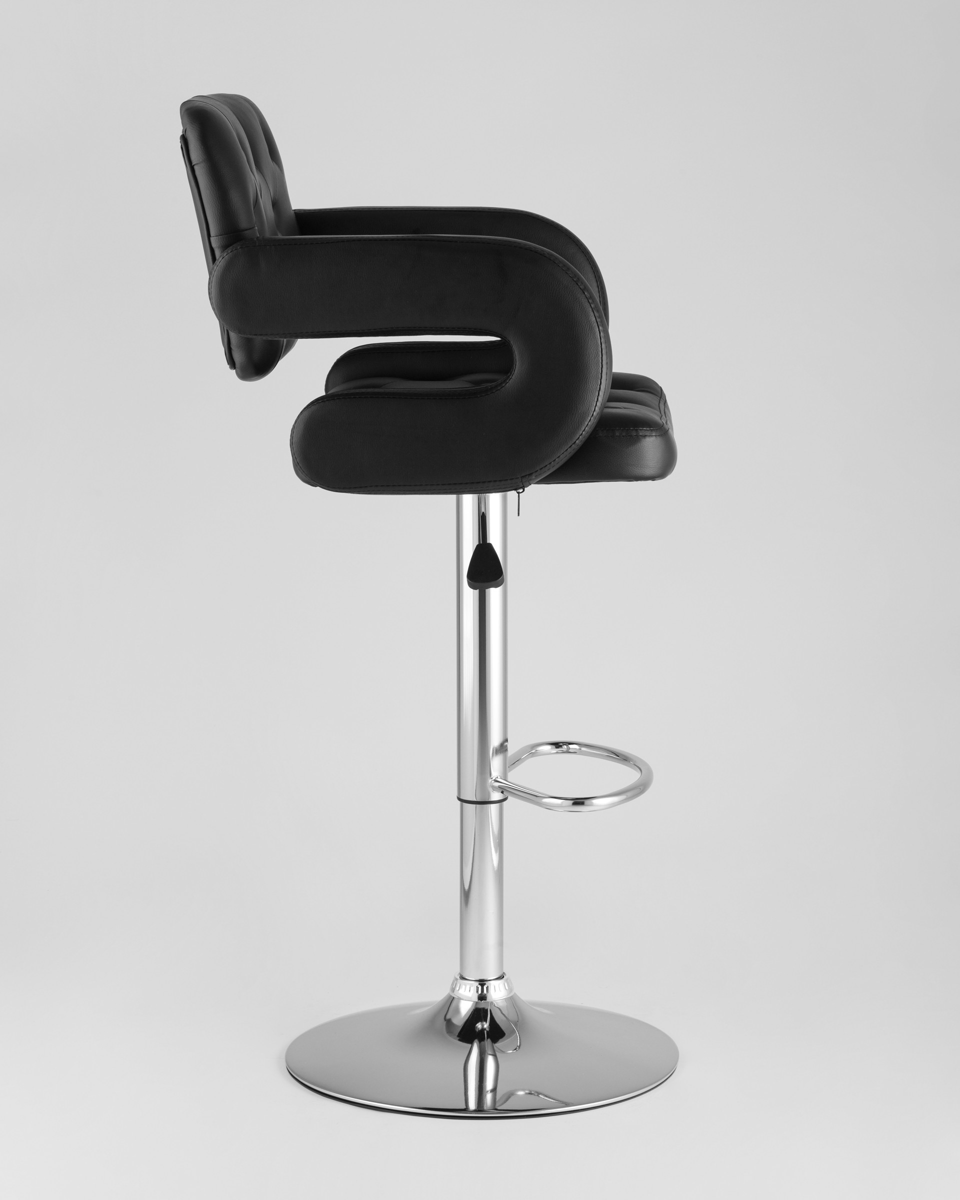 Барный стул Бентли черный PU-кожа, дугообразные подлокотники