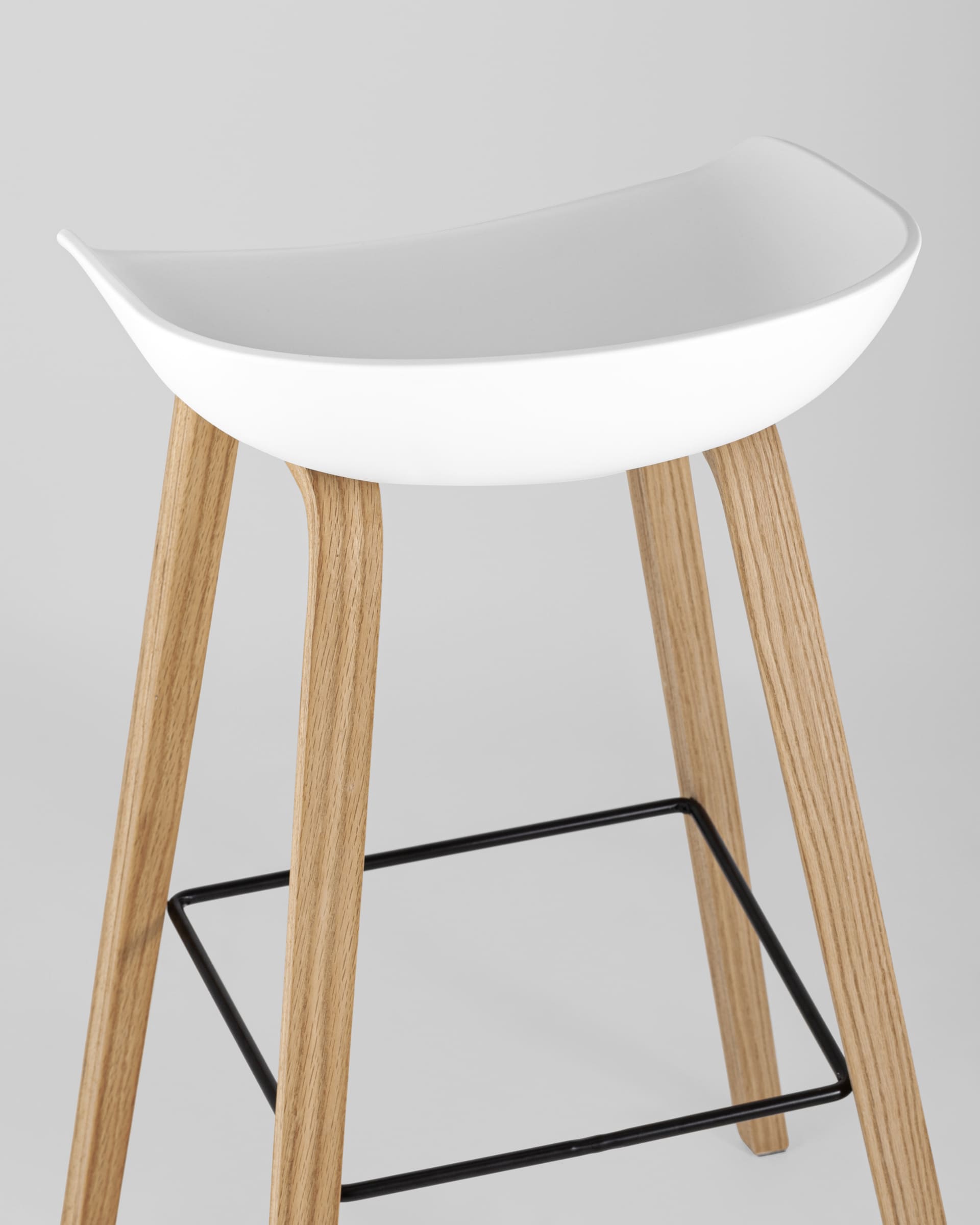 Барный стул Libra БЕЛЫЙ, белый пластик, ножки оттенка естественного дерева