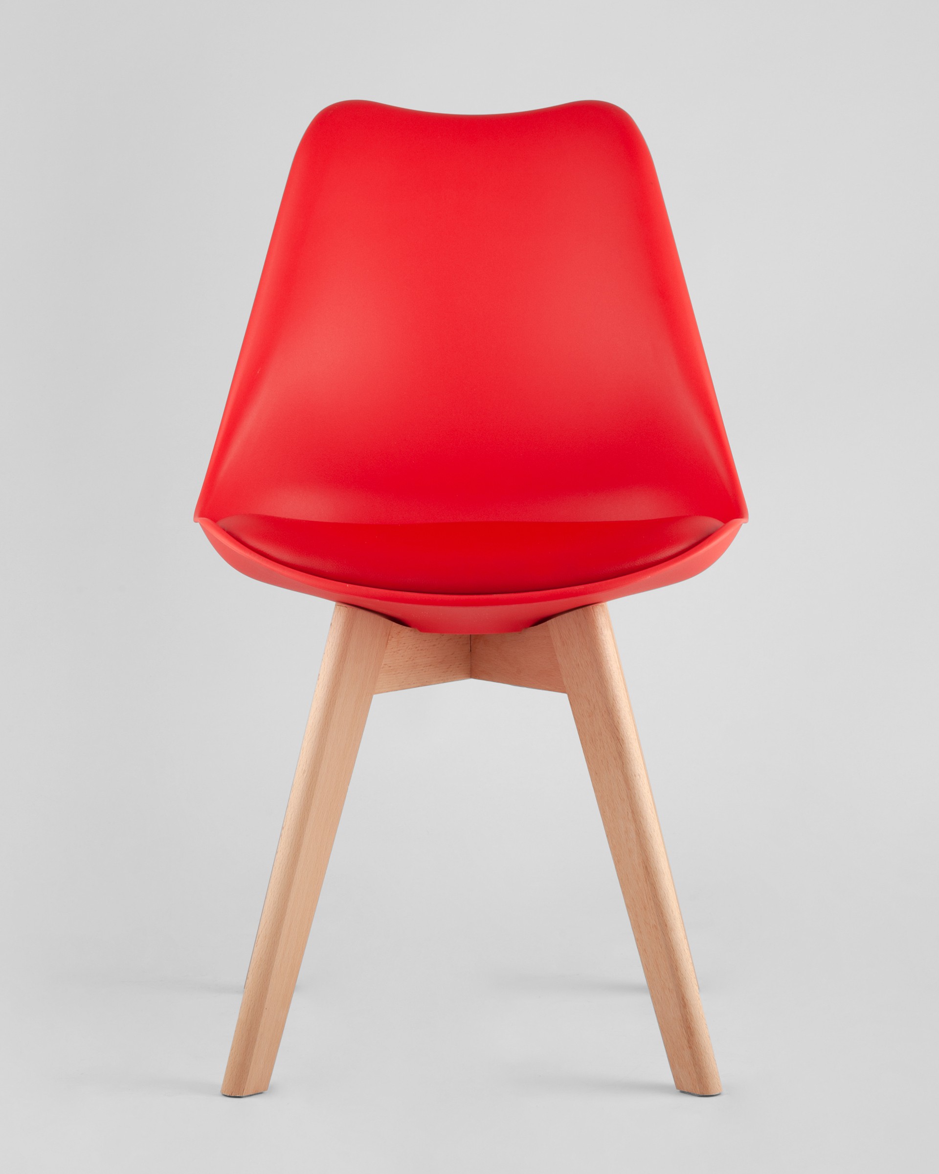 Стул Frankfurt красный, сиденье из сочетания пластика и экокожи, ножки деревянные