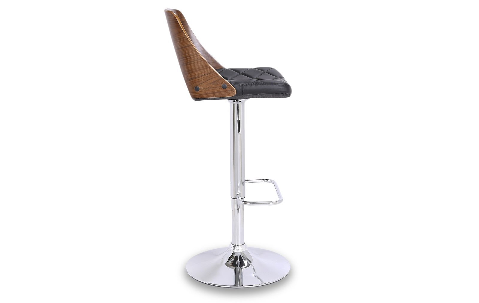 Барный стул - экокожа/ шпона ореха, ножка из хромированного металла (91-112)