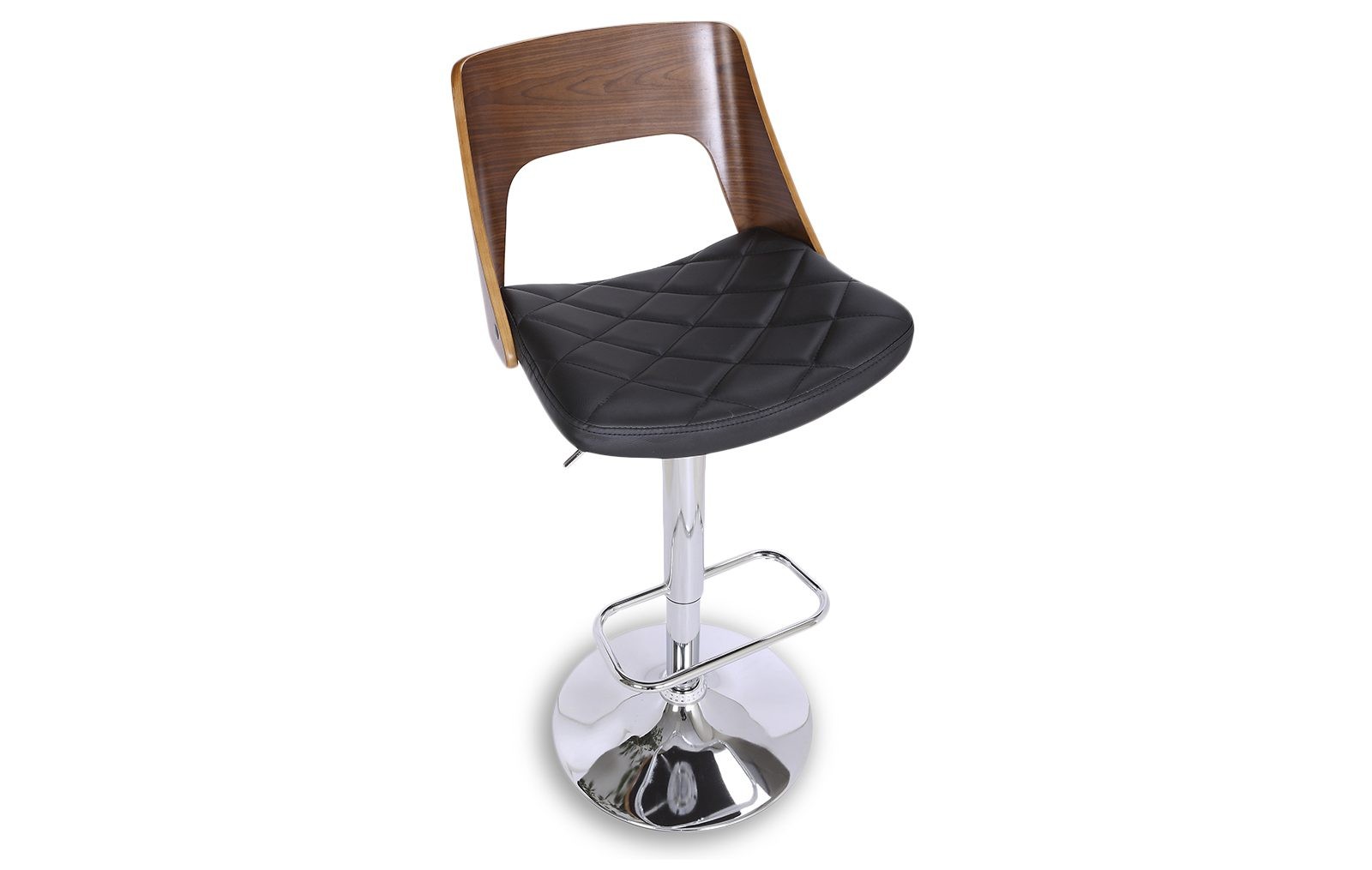 Барный стул - экокожа/ шпона ореха, ножка из хромированного металла (91-112)