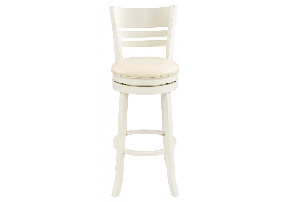 Барный стул деревянный белый/бежевая экокожа