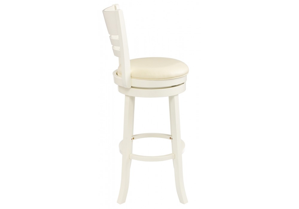 Барный стул деревянный белый/бежевая экокожа